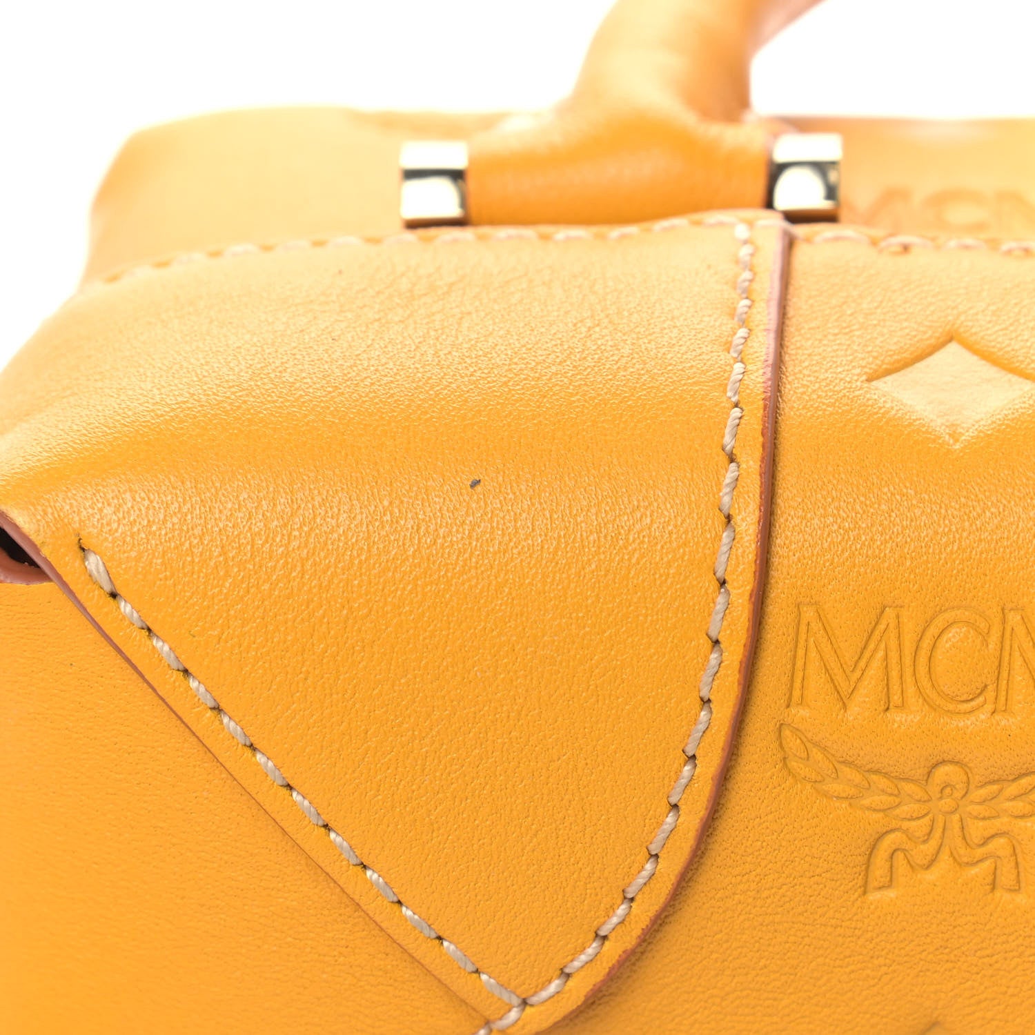MCM Calfskin Ottomar Monogram Soft Berlin Crossbody Golden Mango 10 of 10