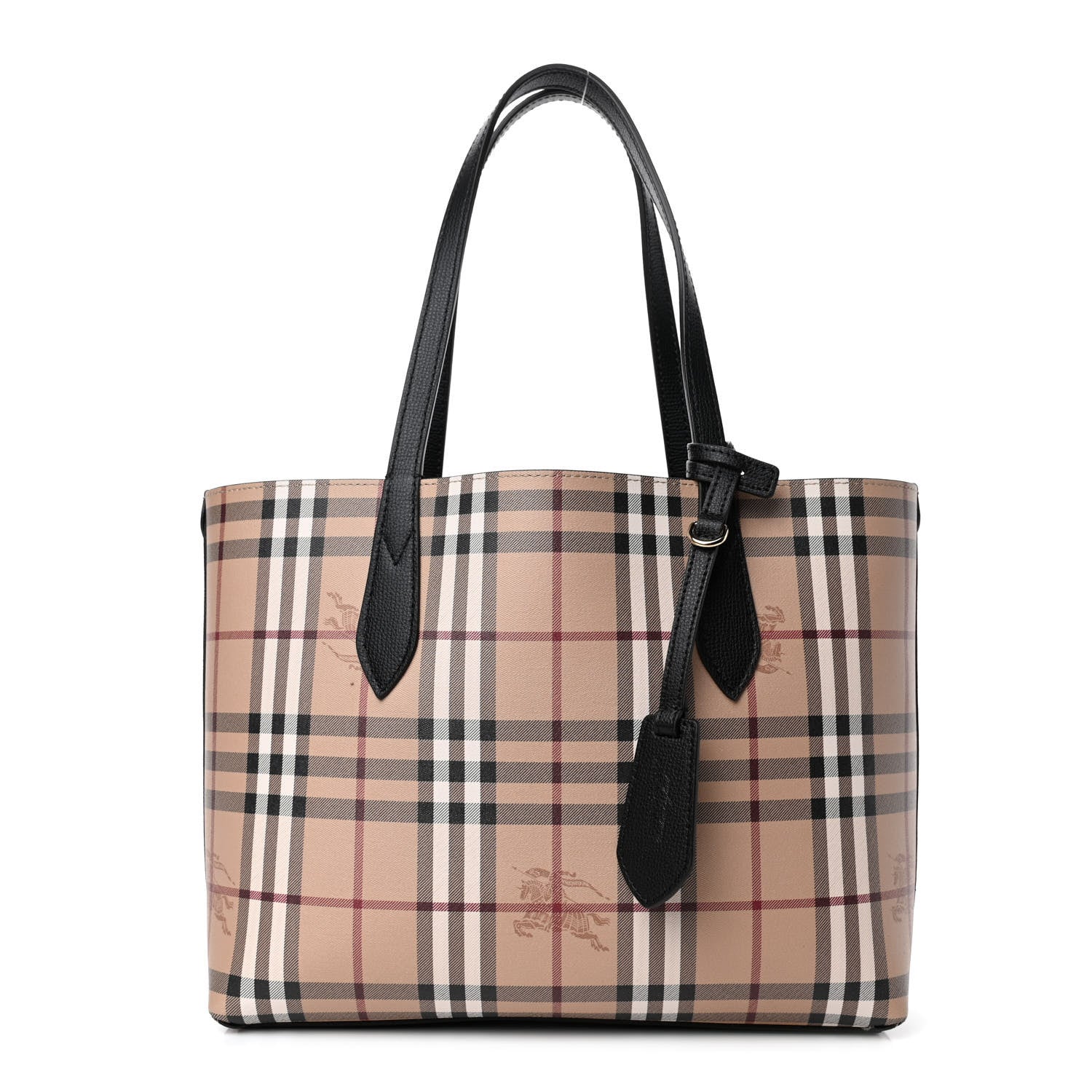 Burberry Grainy Calfskin Haymarket Check Small Reversible Tote Black 5 of 8