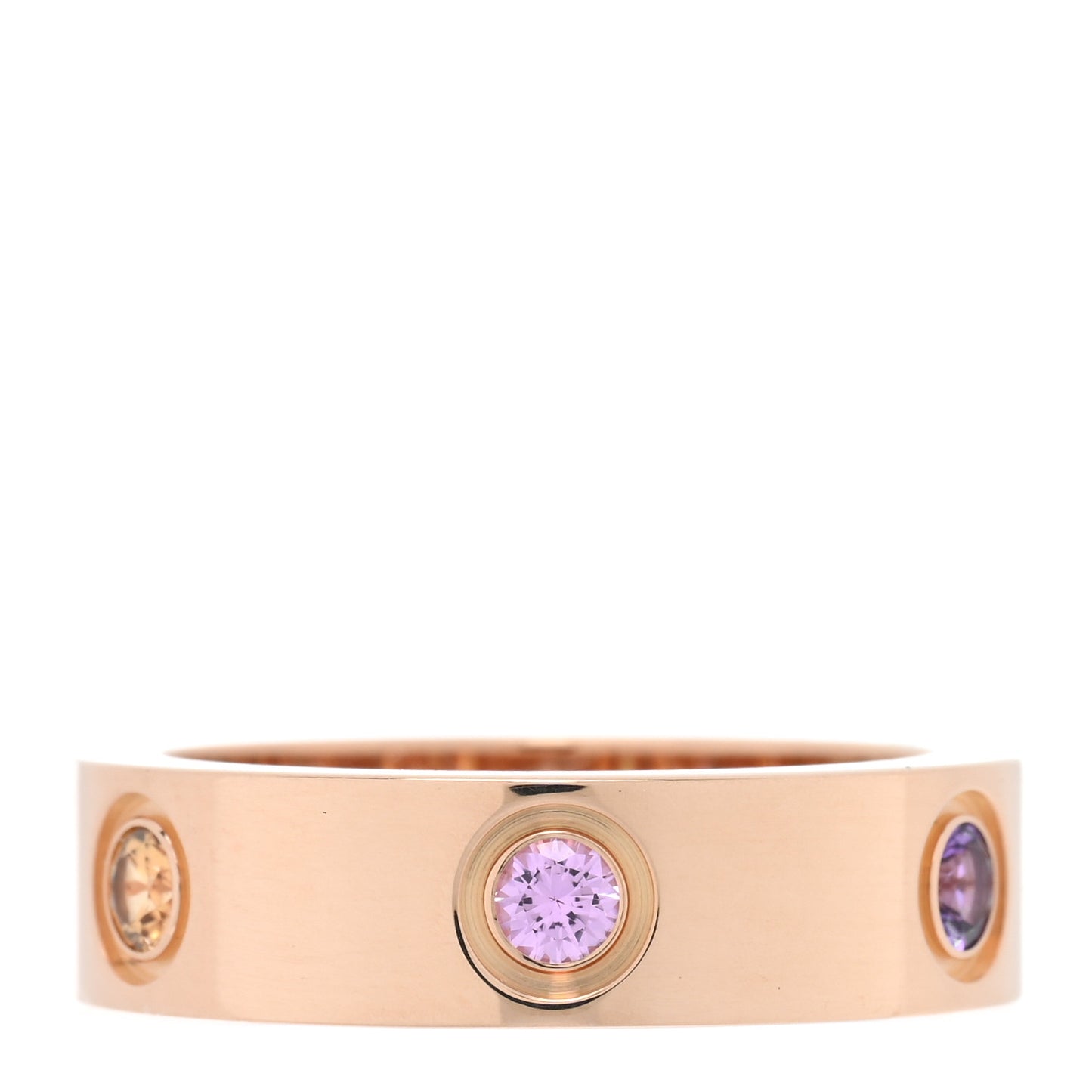 18K Pink Gold Sapphire Garnet Amethyst 5.5mm LOVE Ring 53 6.25