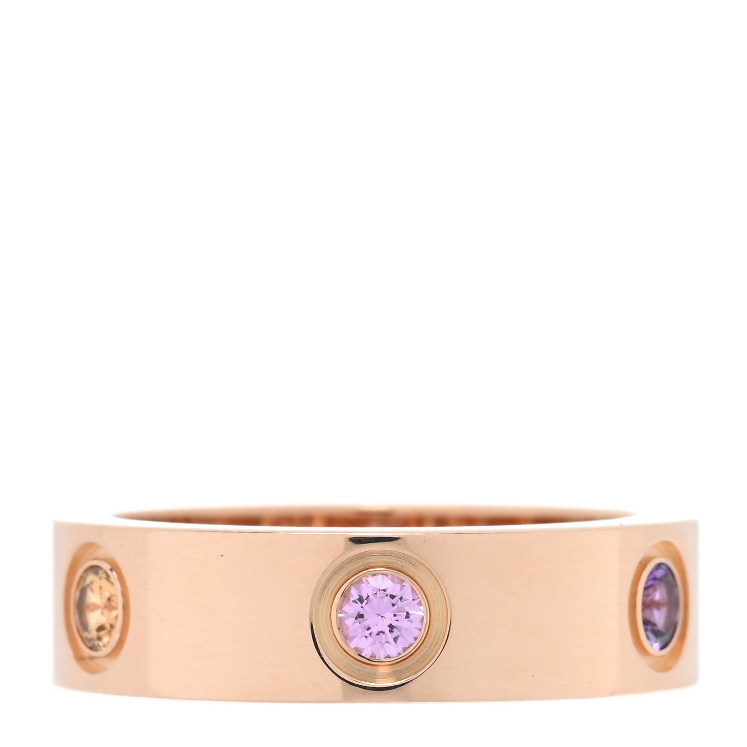 Cartier 18K Pink Gold Sapphire Garnet Amethyst 5.5mm LOVE Ring 53 6.25 1 of 5