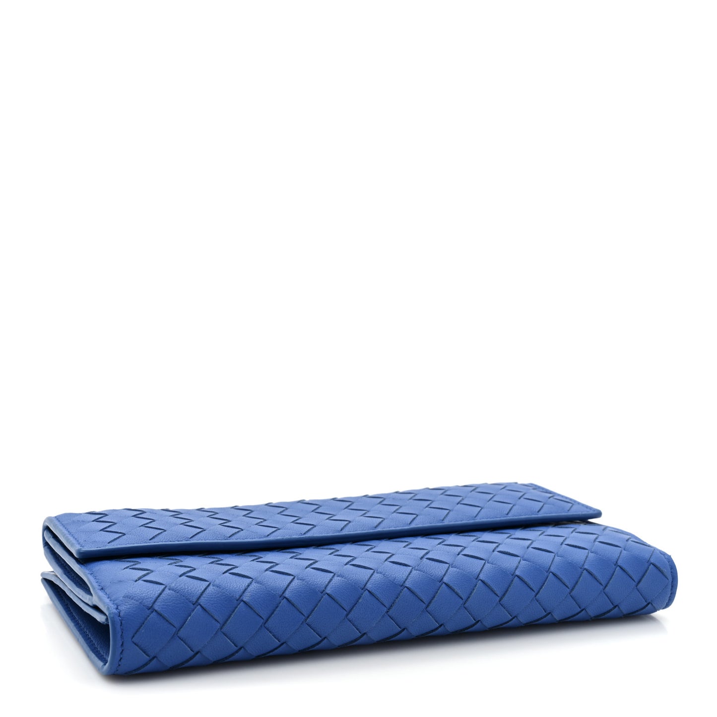Nappa Intrecciato Continental Flap Wallet Bluette