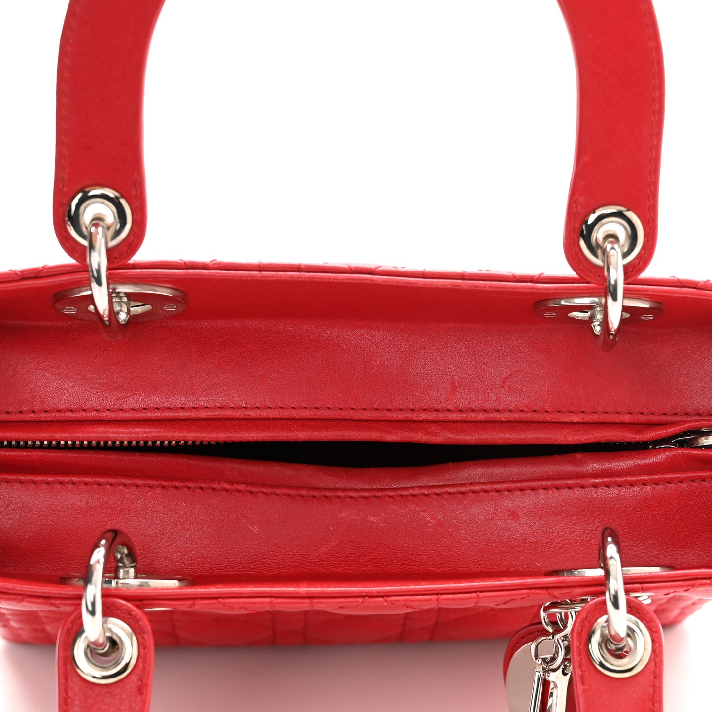 Lambskin Cannage Medium Lady Dior Red