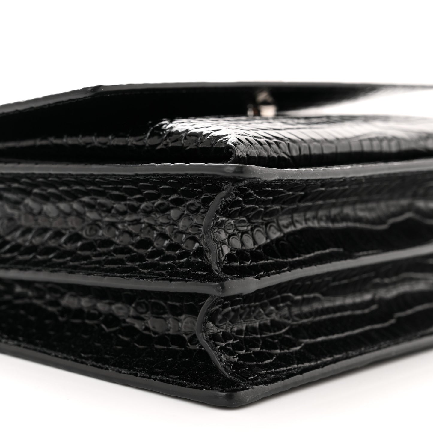 Calfskin Crocodile Embossed Medium Monogram Sunset Black