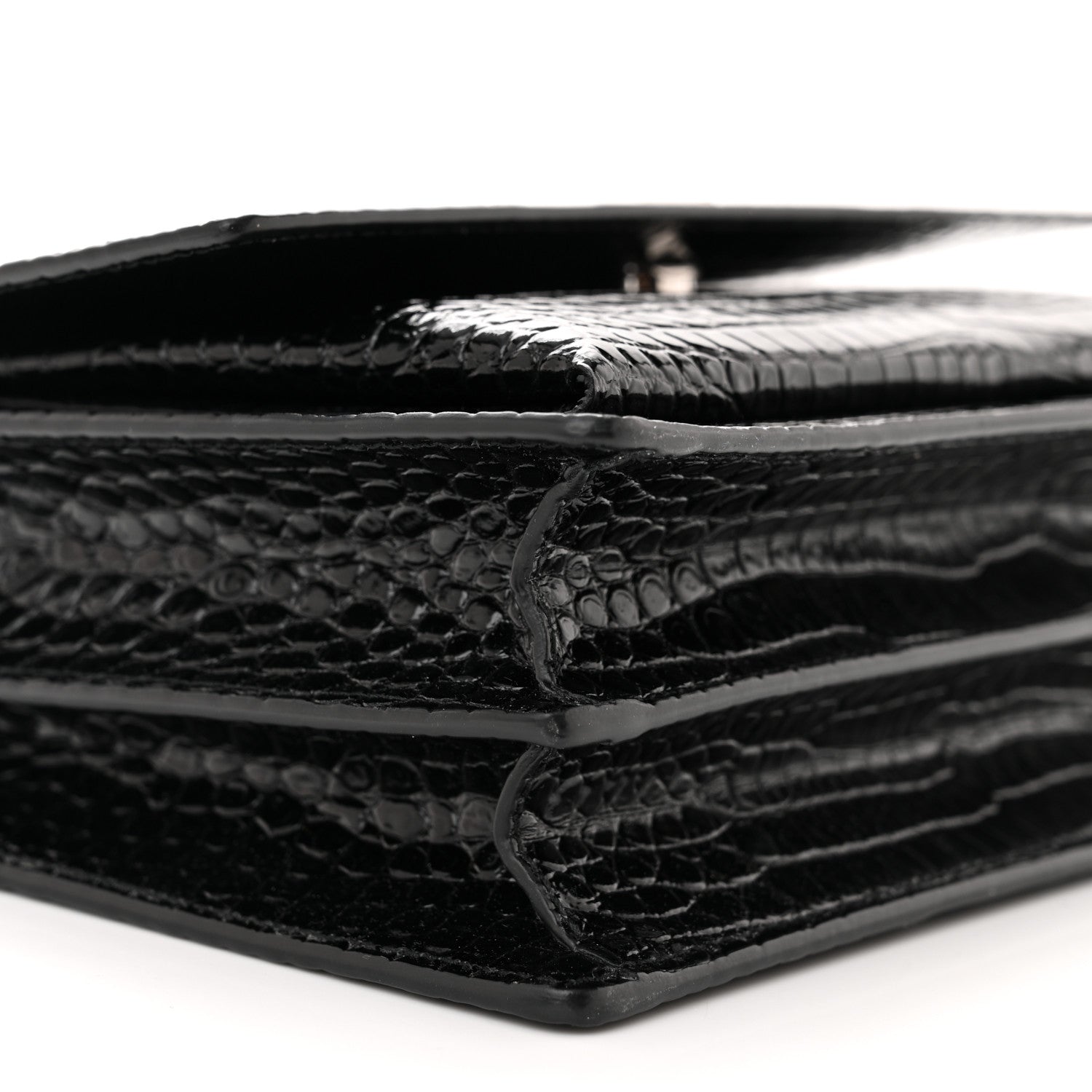 Saint Laurent Calfskin Crocodile Embossed Medium Monogram Sunset Black 8 of 9