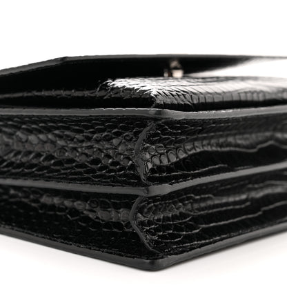 Saint Laurent Calfskin Crocodile Embossed Medium Monogram Sunset Black 8 of 9