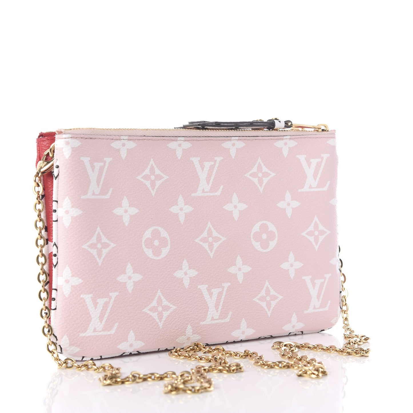 Monogram Giant Double Zip Pochette Rouge