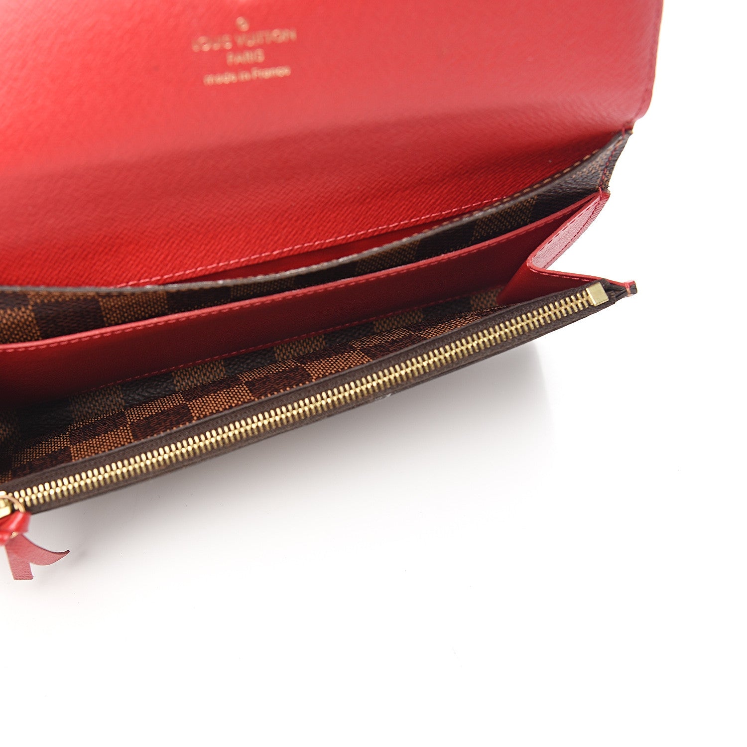 Louis Vuitton Damier Ebene Emilie Wallet Red 4 of 5