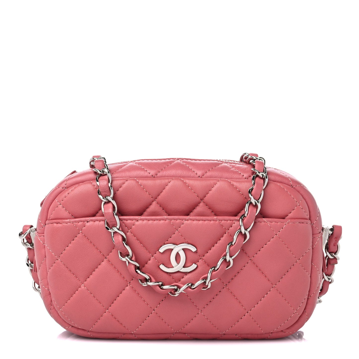 Lambskin Quilted Small Timeless Camera Case Pink