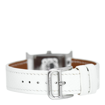 Hermes Stainless Steel Epsom Lacquer 21mm Heure H Hour Quartz Watch Blanc 3 of 5