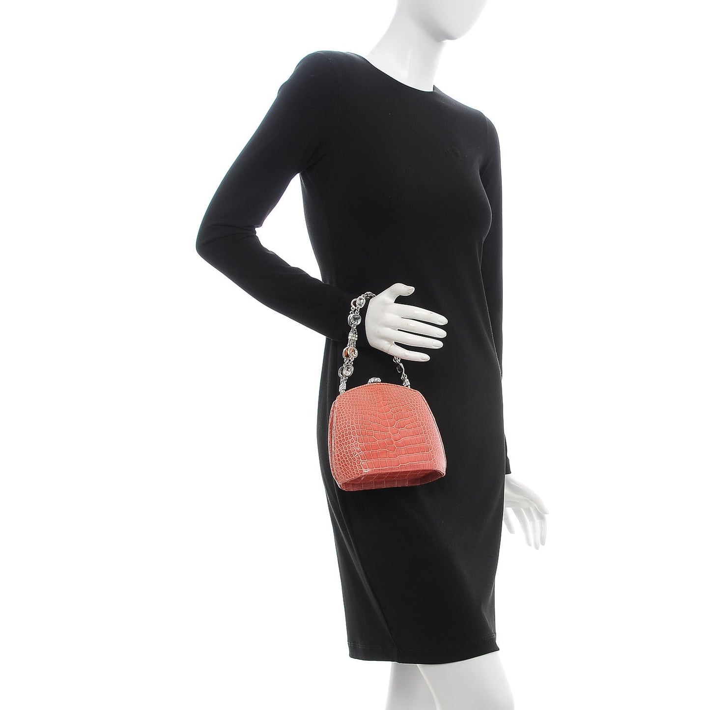 Crocodile Crystal Evening Bag Coral