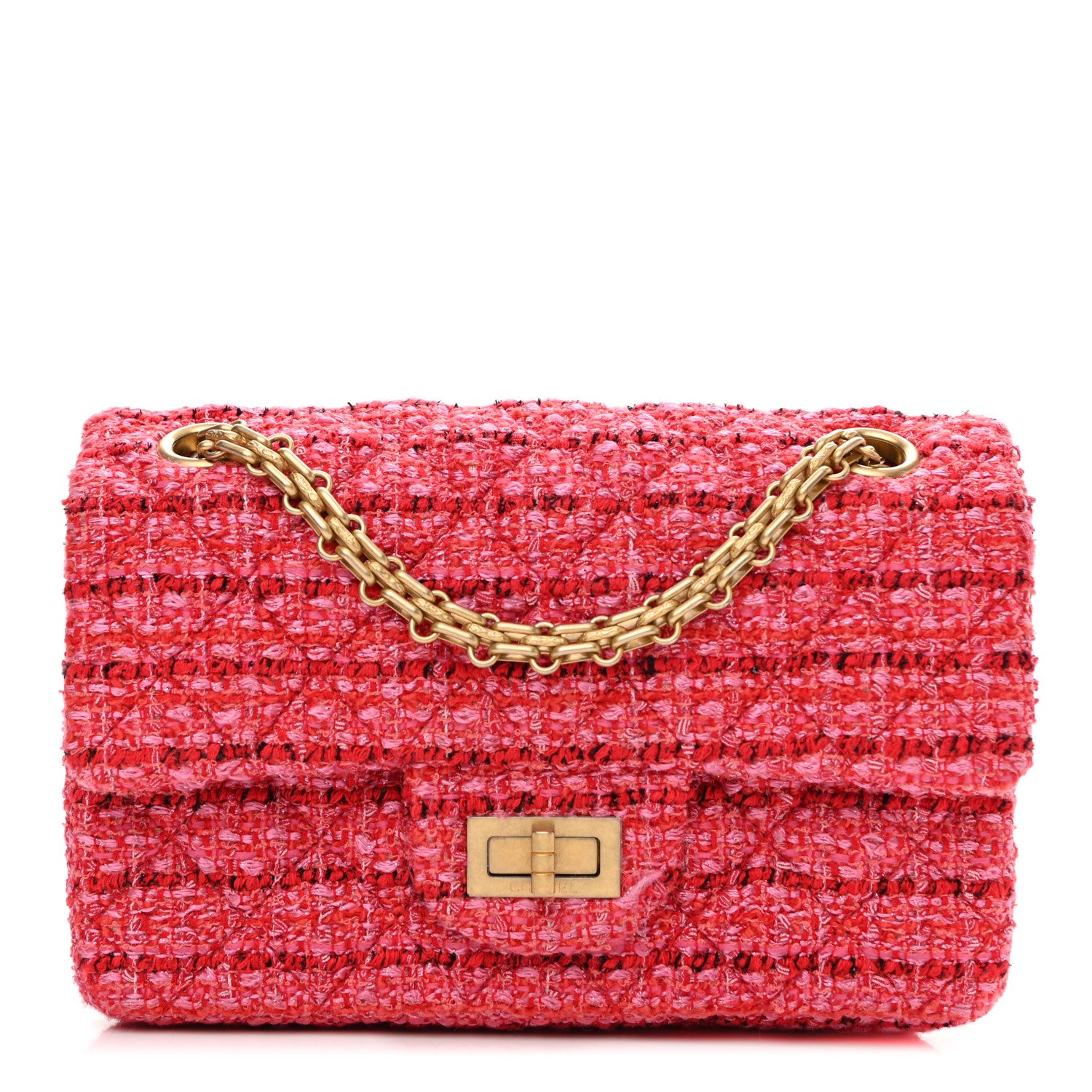 Chanel Tweed Quilted Mini 2.55 Reissue Flap Red Ecru Black 1 of 13