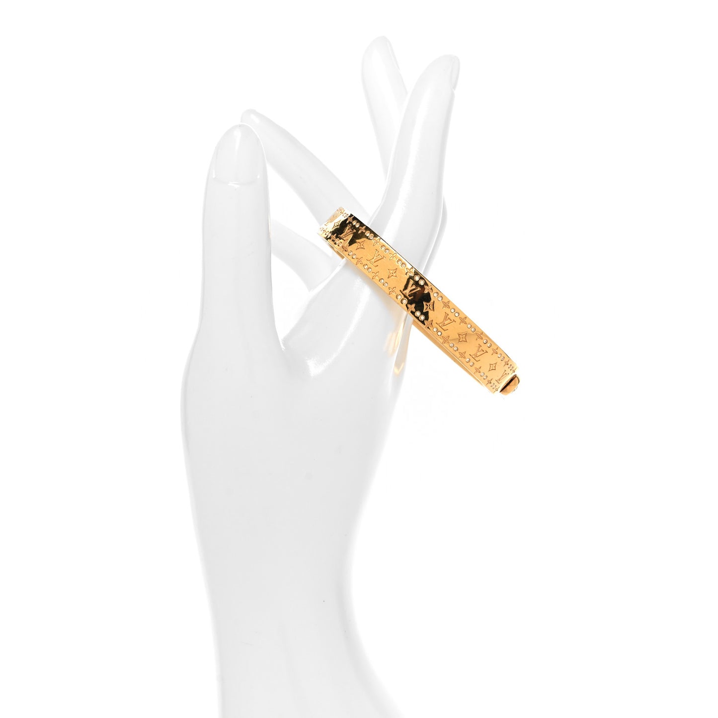 Brass Crystal Monogram Nanogram Strass Cuff S Gold