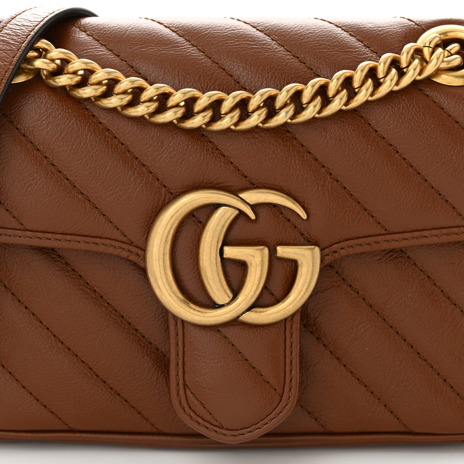 Gucci Azalea Calfskin Matelasse Diagonal Mini GG Marmont Shoulder Bag Cuir 8 of 10