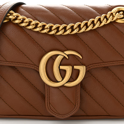 Gucci Azalea Calfskin Matelasse Diagonal Mini GG Marmont Shoulder Bag Cuir 8 of 10