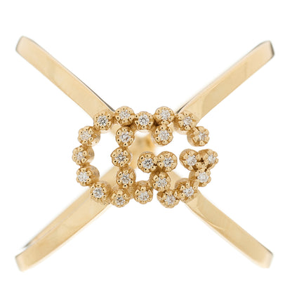 Gucci 18K Yellow Gold Diamond Running G Cross Ring 53 6.5 1 of 5