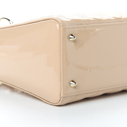 Christian Dior Patent Cannage Medium Lady Dior Beige 10 of 12