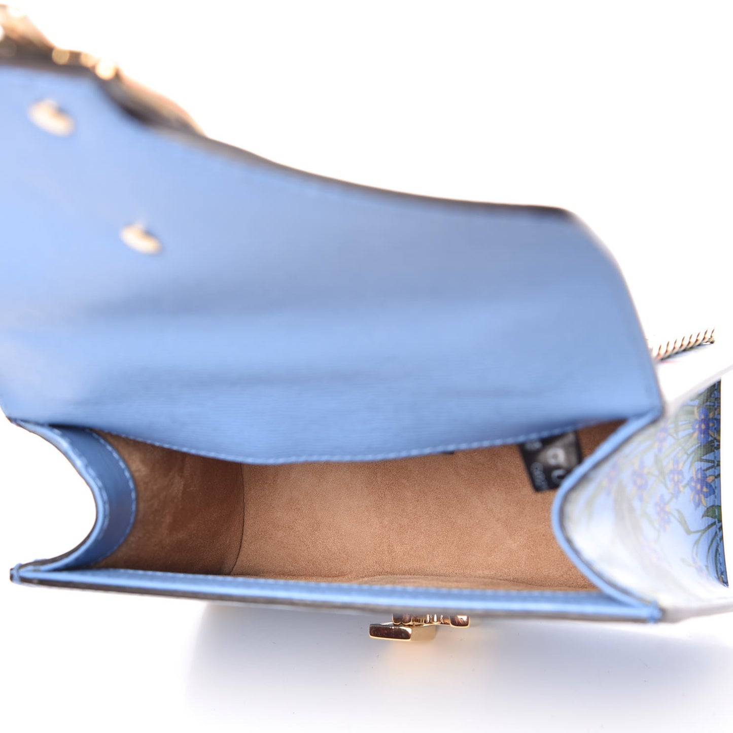 Shangai Calfskin Web New Flora Mini Sylvie Chain Shoulder Bag Azure