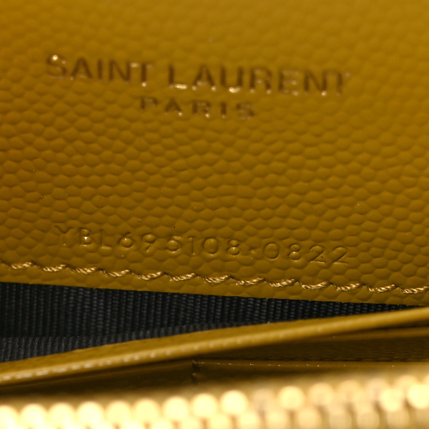 Grain De Poudre Matelasse Chevron Monogram Envelope Chain Wallet Saffran