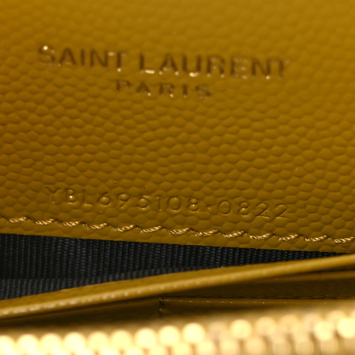 Saint Laurent Grain De Poudre Matelasse Chevron Monogram Envelope Chain Wallet Saffran 7 of 9