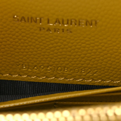 Saint Laurent Grain De Poudre Matelasse Chevron Monogram Envelope Chain Wallet Saffran 7 of 9