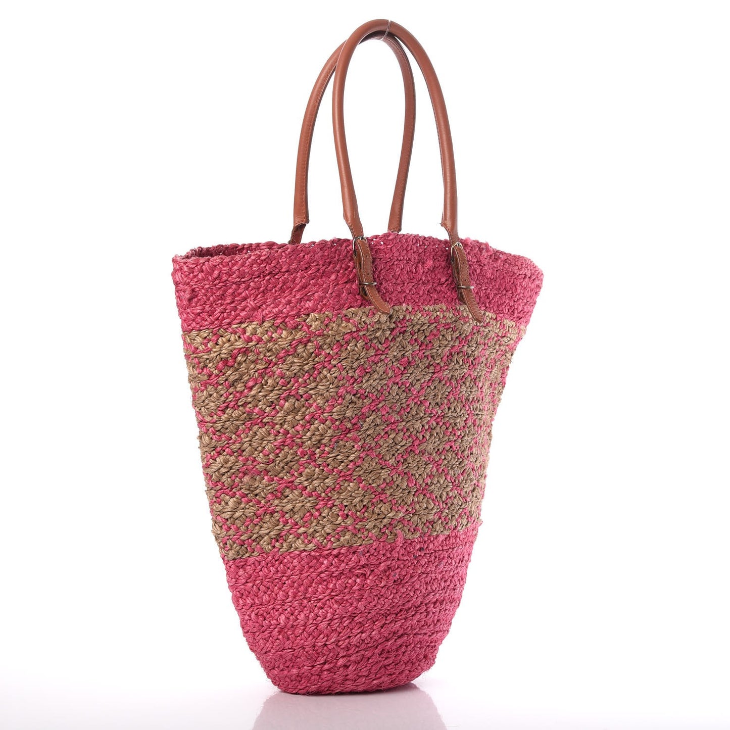 Panier Basket Tote Bag Pink Natural