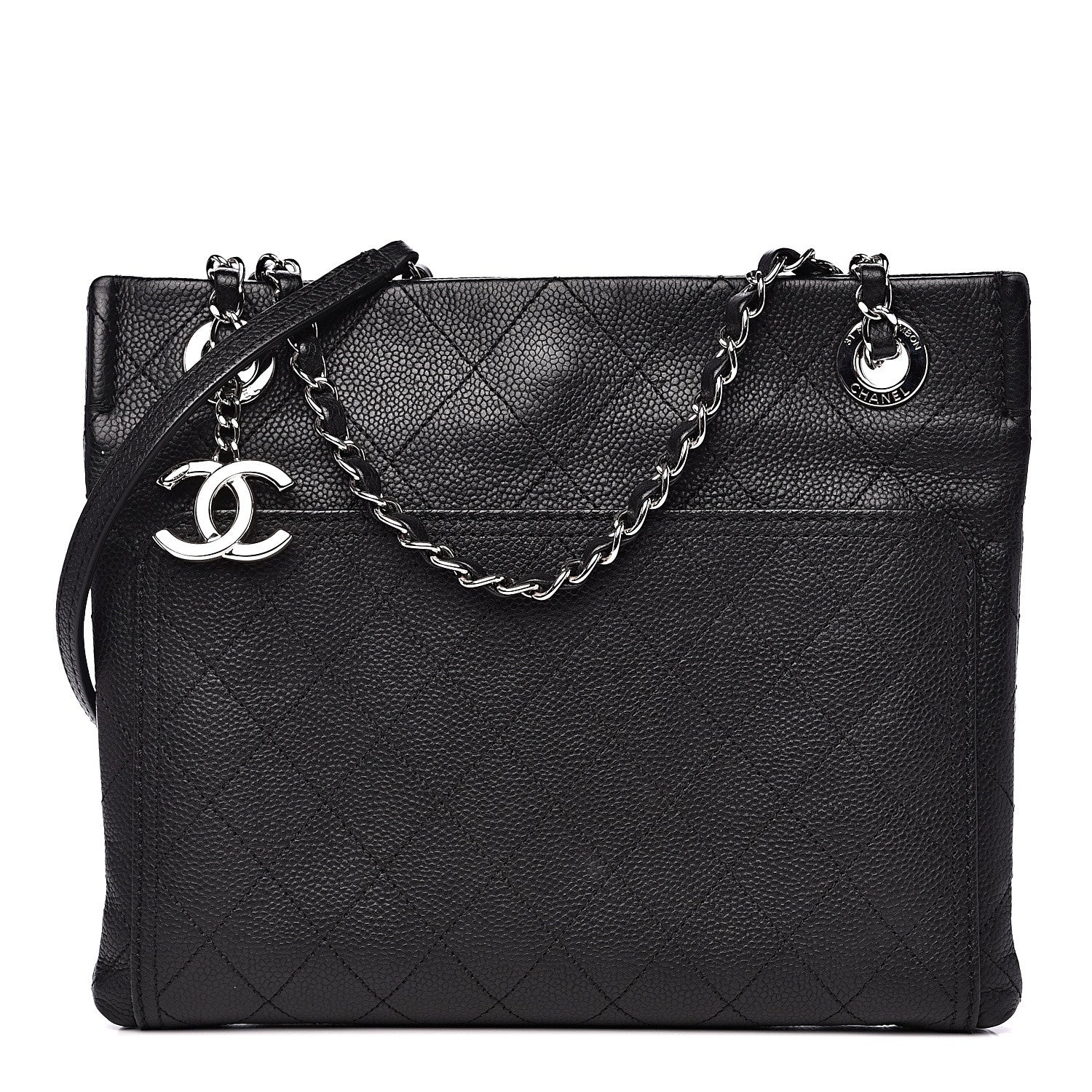 Chanel Caviar Stitched Small CC Pocket Shoulder Black 1 of 10
