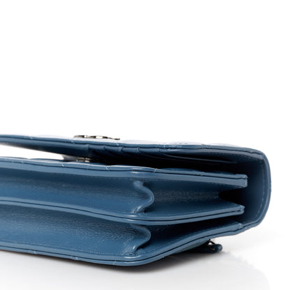 Chanel Shiny Crumpled Calfskin Strass Quilted Mini Top Handle Wallet On Chain Blue 10 of 11