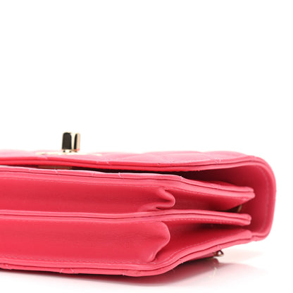 Chanel Lambskin Quilted Mini Trendy CC Wallet On Chain WOC Pink 10 of 11