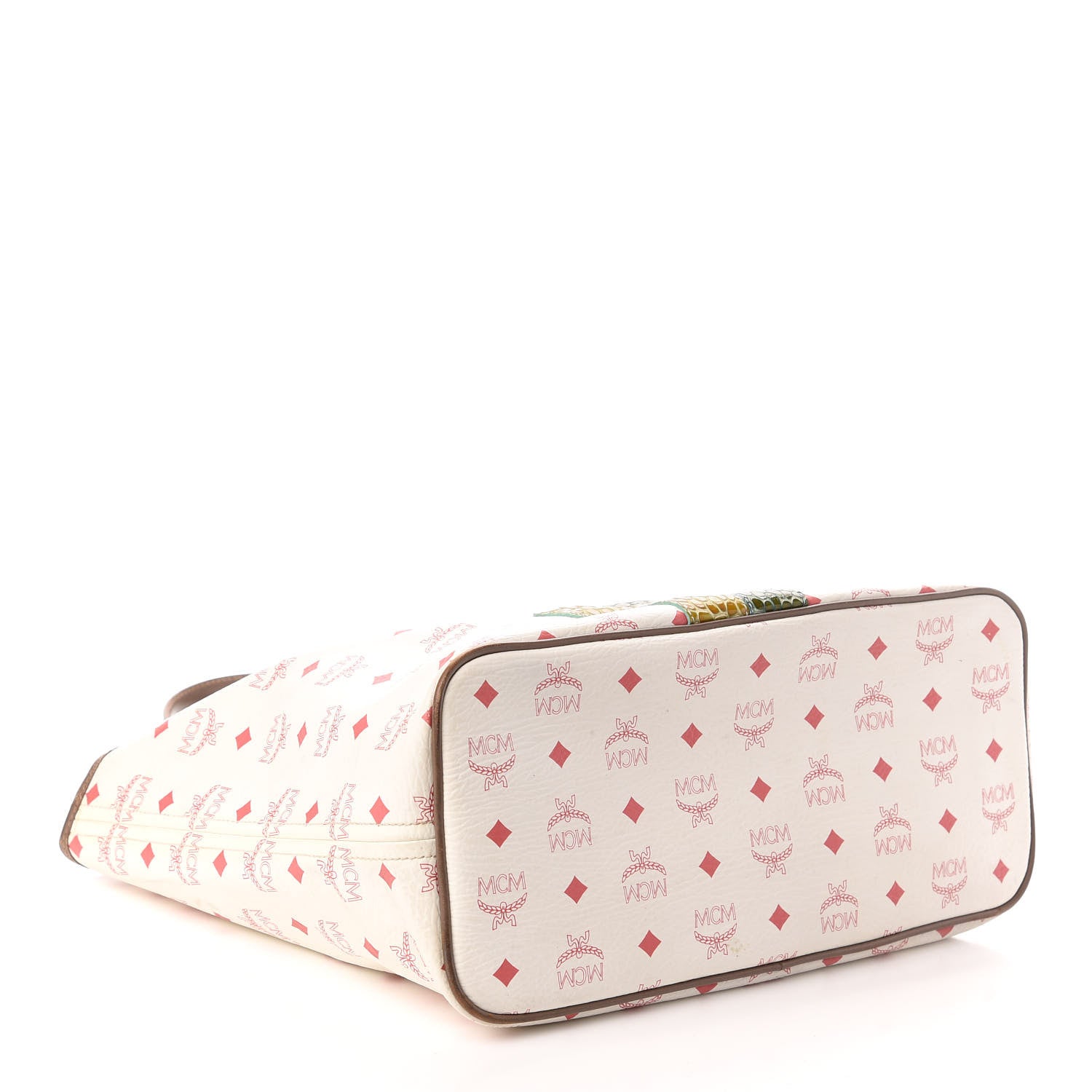 MCM Visetos Striped Munich Lion Tote White 4 of 9