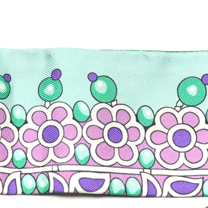 Hermes Silk Parures Des Maharajas Twilly Emeraude Mauve Vert 3 of 4