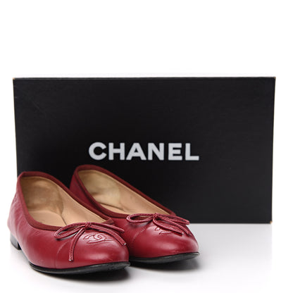 Chanel Goatskin Cap Toe CC Ballerina Flats 35 Red 12 of 12