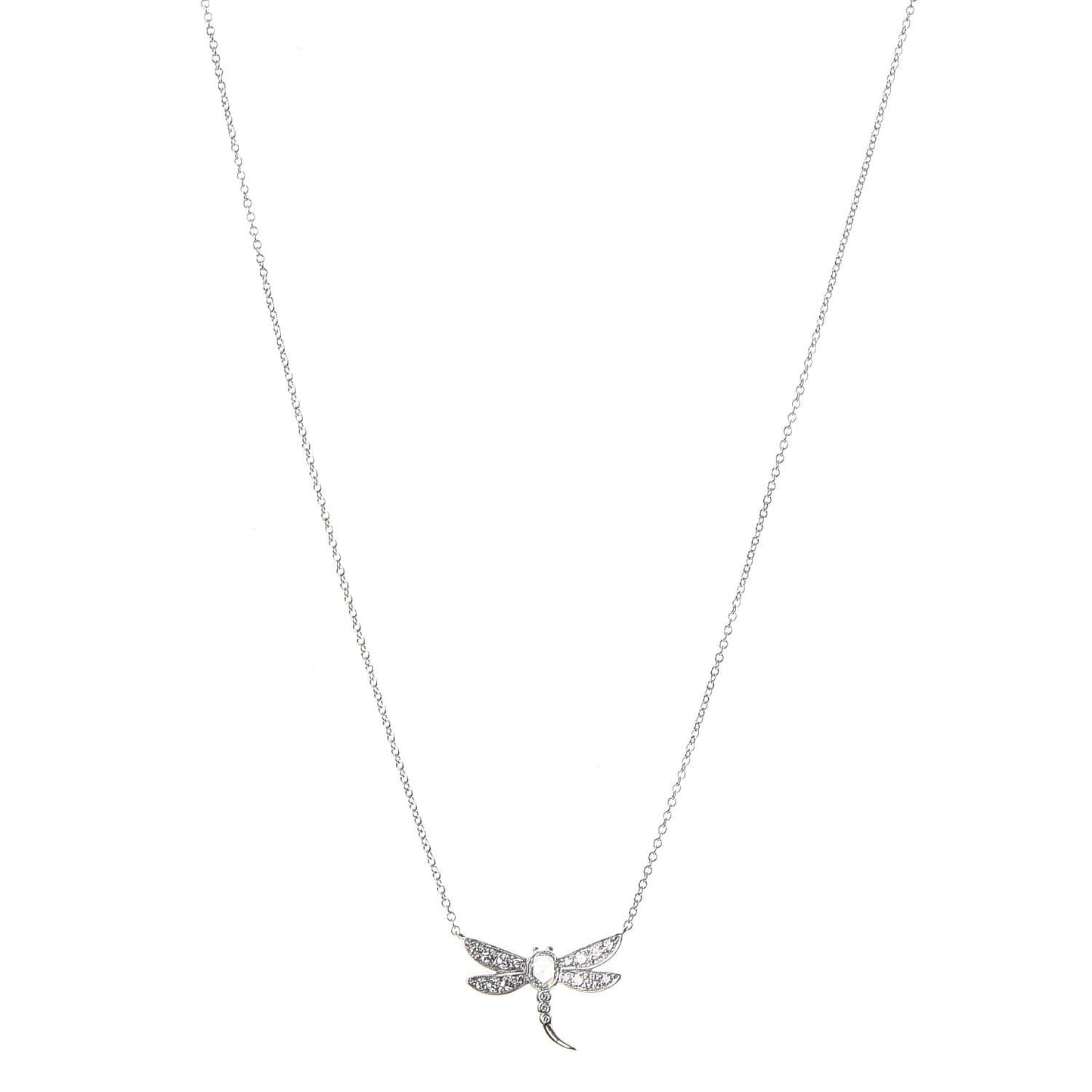 Platinum Diamond Enchant Dragonfly Pendant Necklace