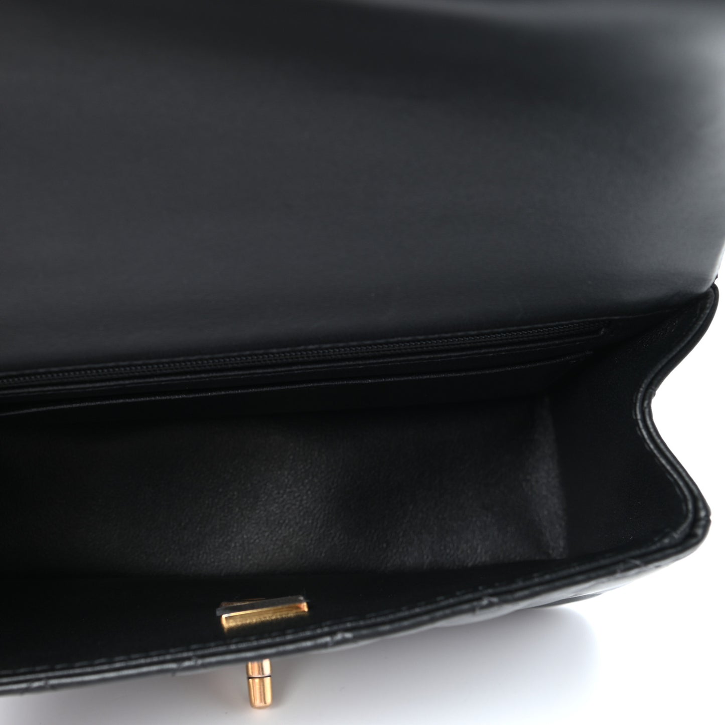 Lambskin Quilted Mini Top Handle Rectangular Flap Black