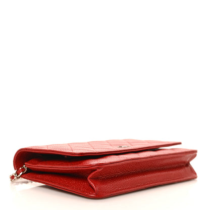 Chanel Caviar Quilted Wallet on Chain WOC Red 4 of 9