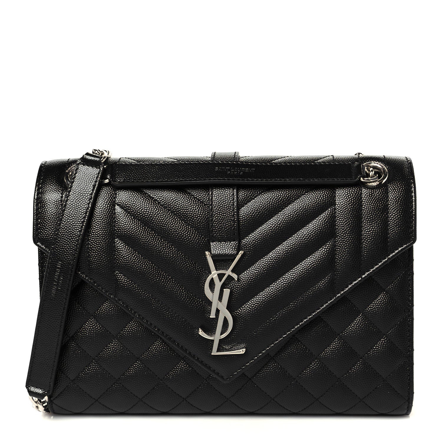 Saint Laurent Grain De Poudre Textured Mixed Matelasse Triquilt Medium Monogram Satchel Black 1 of 11