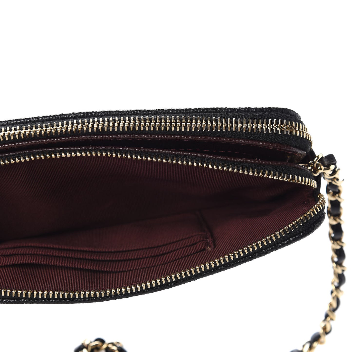 Caviar Quilted Small Clutch With Chain Black