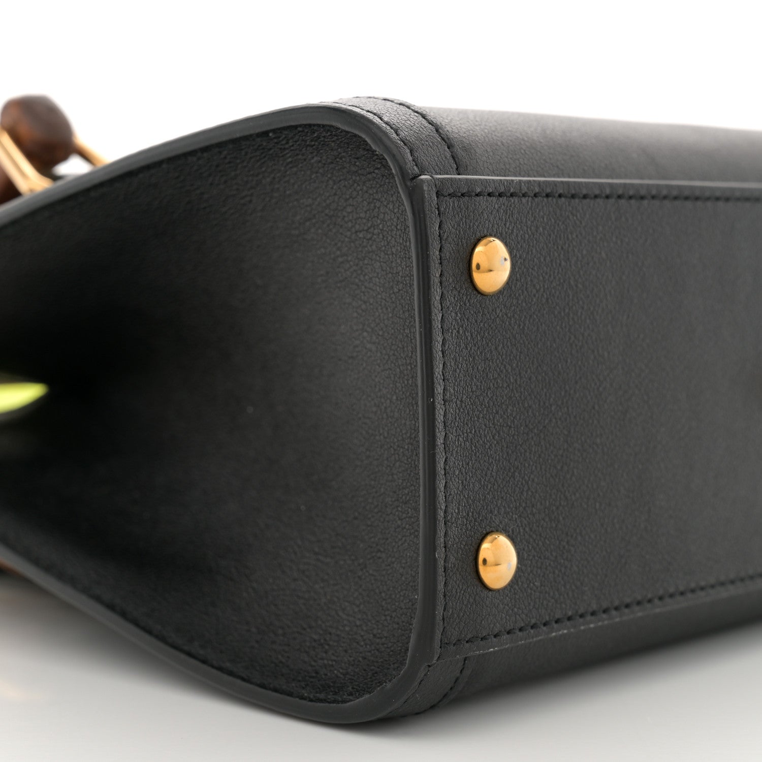 Gucci Wonka Grain Calfskin Mini Diana Tote Bag Black Yellow Fluo 9 of 11