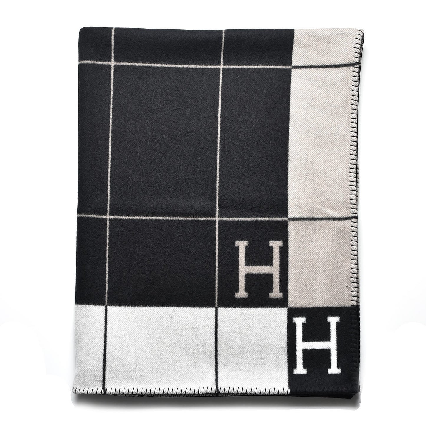 Wool Cashmere Avalon III Blanket Ecru Black