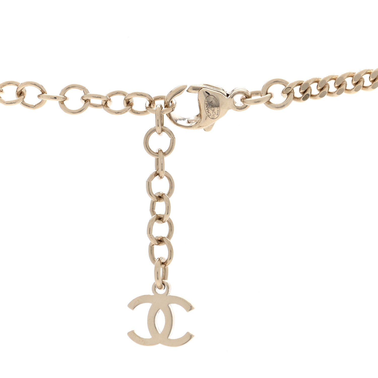 Chanel Crystal Pearl CC Heart Drop Necklace Silver White 4 of 5