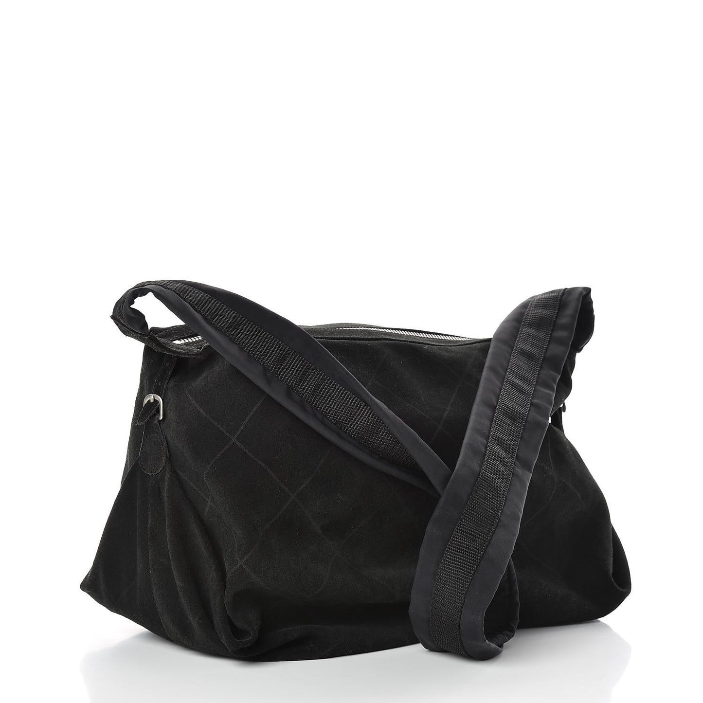 Suede Stitched Messenger Black