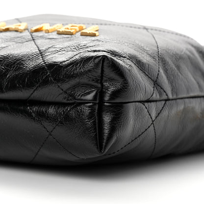 Chanel Shiny Crumpled Calfskin Quilted Pearl Mini Chanel 22 Black 10 of 11