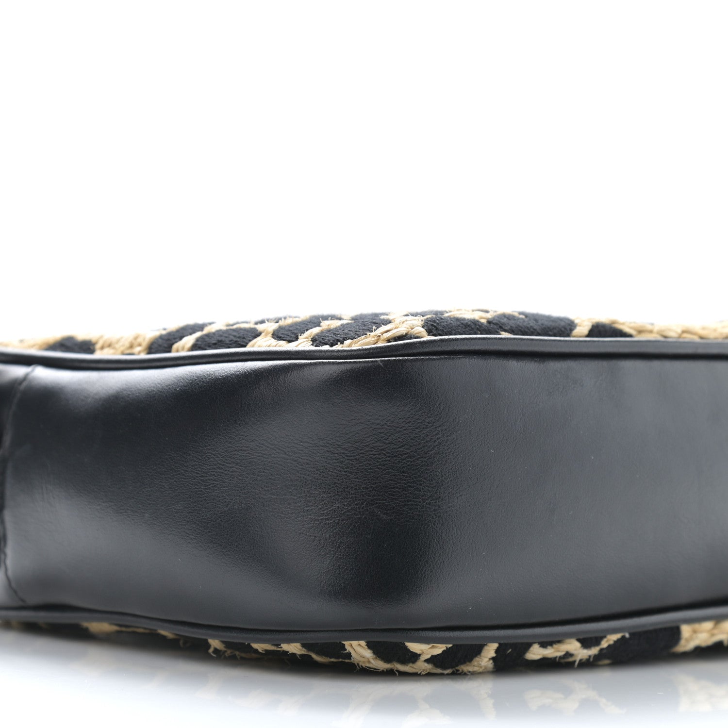 Saint Laurent Raffia Calfskin Leopard Print Monogram Lou Camera Bag Natural Beige Black 9 of 10