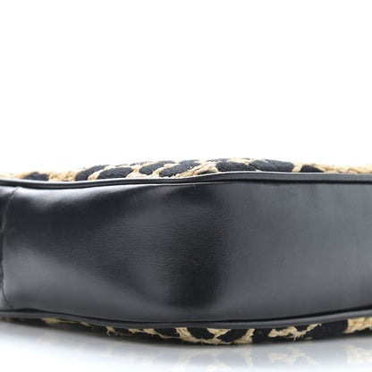 Saint Laurent Raffia Calfskin Leopard Print Monogram Lou Camera Bag Natural Beige Black 9 of 10