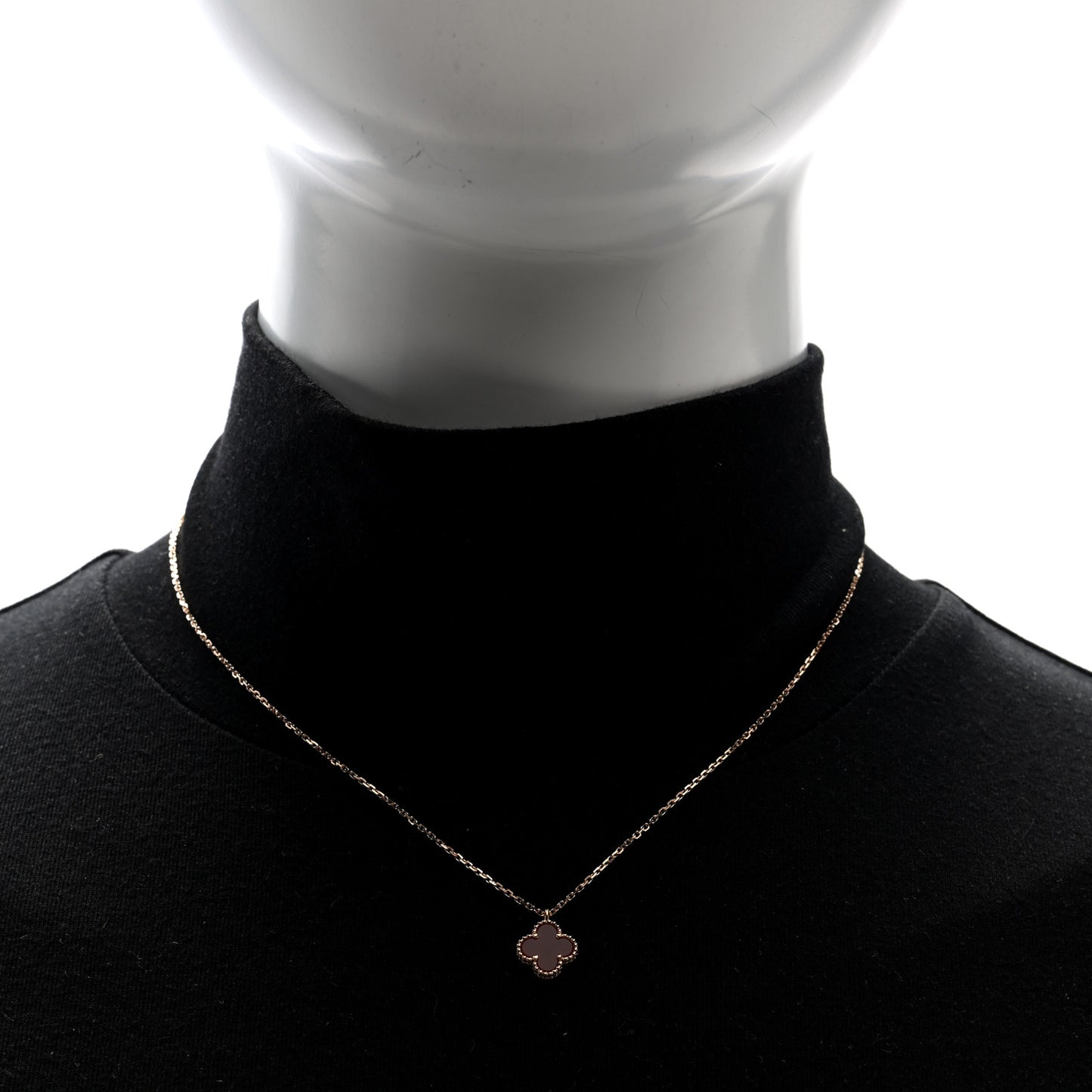 18K Rose Gold Carnelian Sweet Alhambra Pendant Necklace