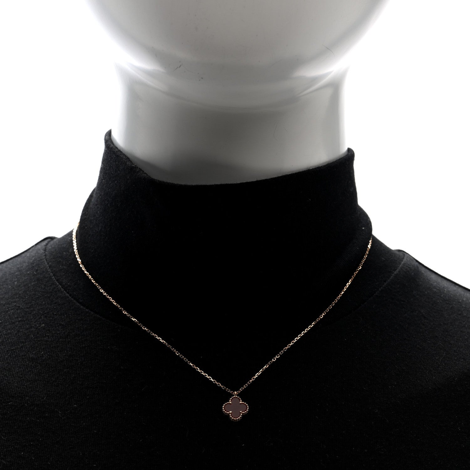 Van Cleef & Arpels 18K Rose Gold Carnelian Sweet Alhambra Pendant Necklace 2 of 4
