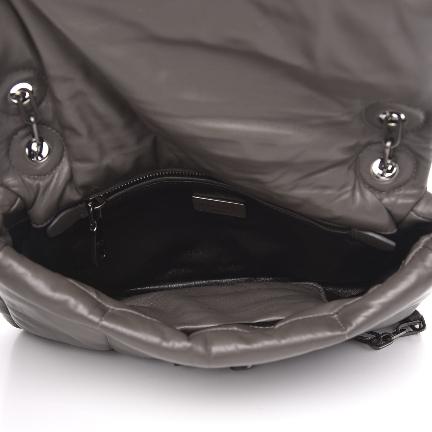 Nappa Bomber Sound Chain Flap Shoulder Bag Ardesia