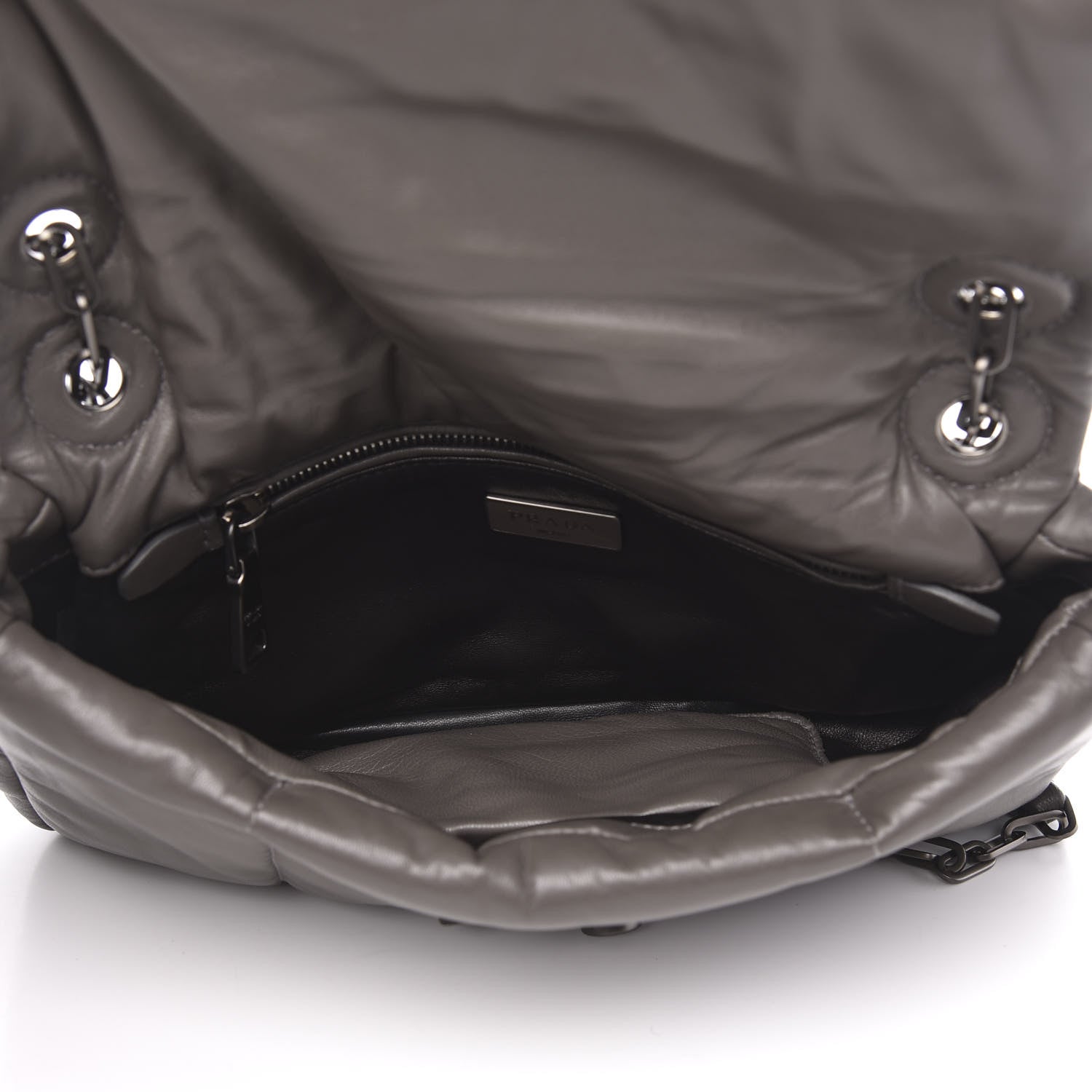 Prada Nappa Bomber Sound Chain Flap Shoulder Bag Ardesia 5 of 9