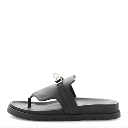 Hermes Calfskin Womens Empire Sandals 35 Black 1 of 10