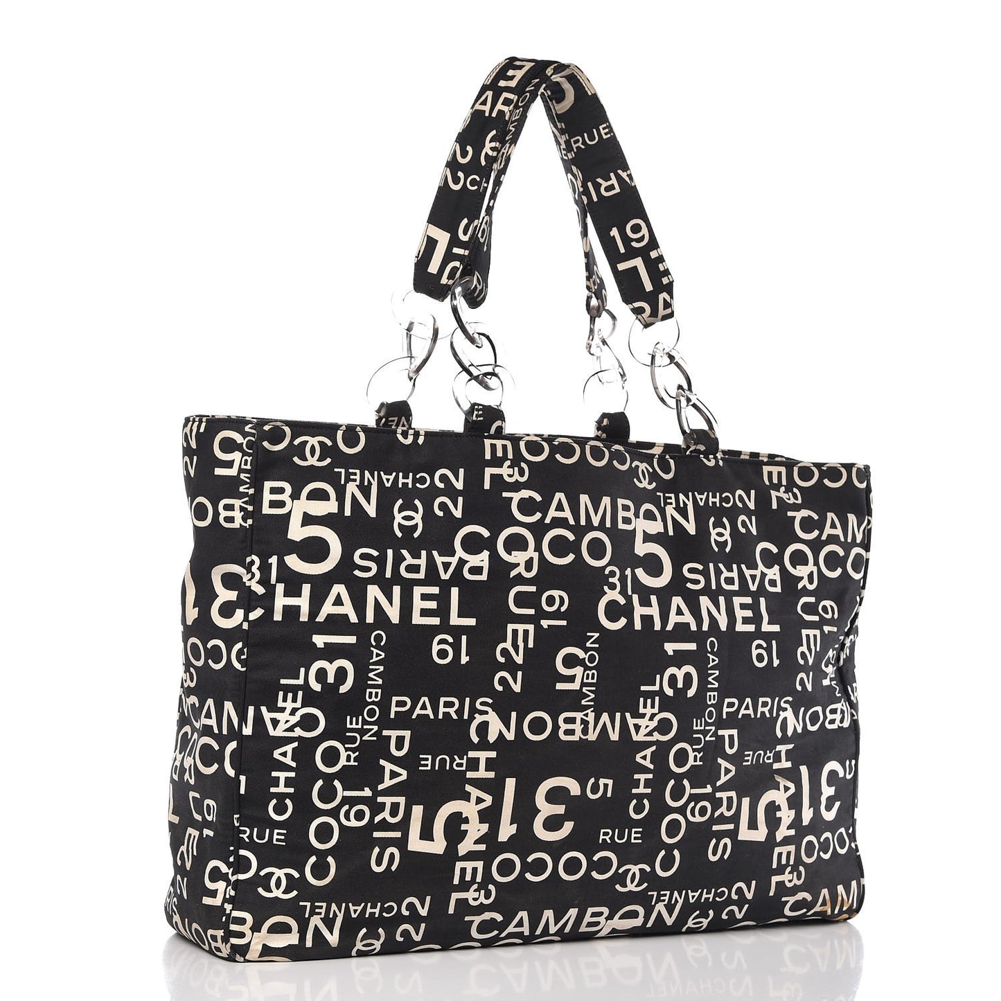 Canvas 31 Rue Cambon Beach Tote Black