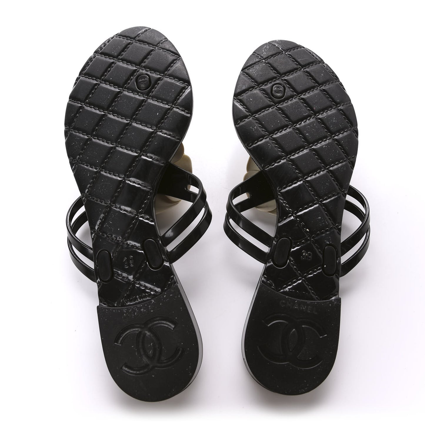 Jelly Camellia Thong Sandals 39 Black Ivory